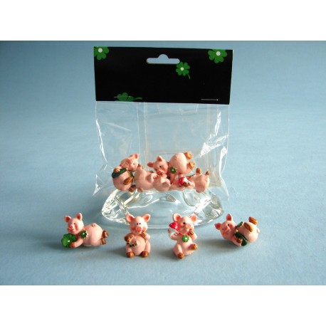 ANIMAL MINIATURE : COCHON TREFLE PORTE-BONHEUR 