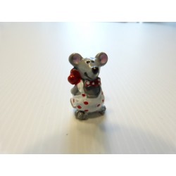 ANIMAL MINIATURE : SOURIS GRISE en salopette