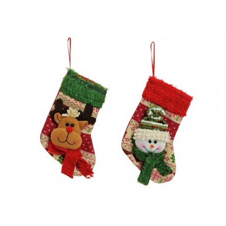 CHAUSSETTE TRADTIONNELLE PETIT SAC POUR LES CADEAUX DE NOËL:  RENNE OU BONHOMME DE NEIGE