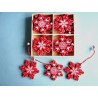 DÉCO DU SAPIN DE NOËL:FLOCON DE NEIGE  ROUGE EN BOIS DECOR NOËL À SUSPENDRE