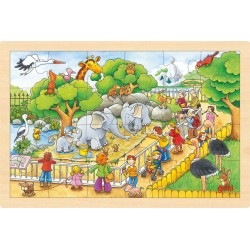 PUZZLE BOIS GOKI 24 PIÈCES "JOURNÉE AU ZOO"