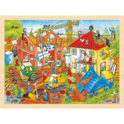 PUZZLE BOIS GOKI : CHANTIER de CONSTRUCTION :96 PIÈCES EN BOIS.