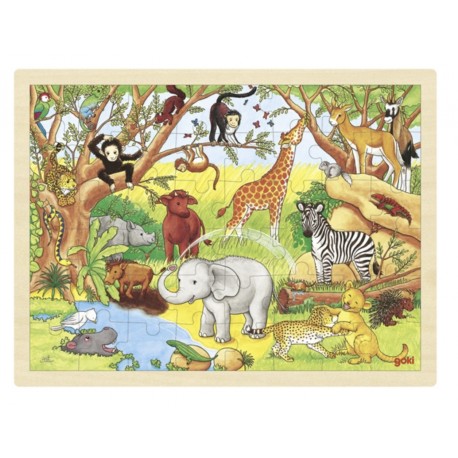 PUZZLE ANIMAUX D'AFRIQUE 48 PIÈCES EN BOIS.