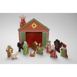 CRECHE DE NOEL JOUET EN BOIS: 12 SANTONS DESIGN SLAVE