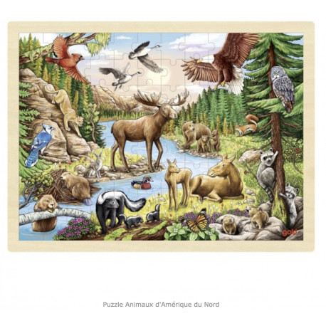 PUZZLE EN BOIS 96 pièces: ANIMAUX AMÉRIQUE DU NORD