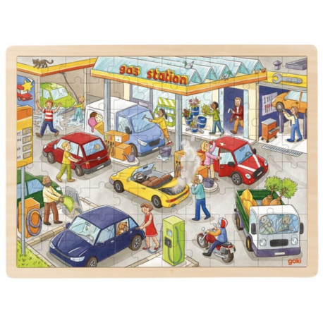 PUZZLE en BOIS GOKI 96 Pièces: STATION-ESSENCE