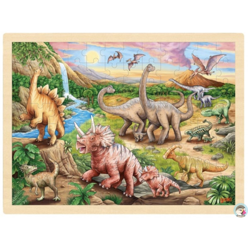 Dinosaures Jouets Puzzle en Bois à Bouton, Goorder Montessori