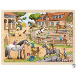 PUZZLE en BOIS GOKI 96 Pièces : MANEGE DE CHEVAUX