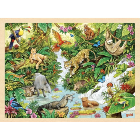 PUZZLE en BOIS GOKI 96 Pièces: DANS LA JUNGLE