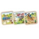 PUZZLE en BOIS GOKI 9 PIÈCES : TRACTEUR , POMPIERS , CHEVAUX