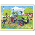 PUZZLE en BOIS GOKI 96 Pièces : TRACTEUR à la FERME